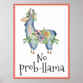 Kein Prob-Lama Funny Floral Llama Kids Room Poster (Vorne)