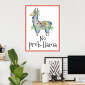 Kein Prob-Lama Funny Floral Llama Kids Room Poster (Heimbüro)