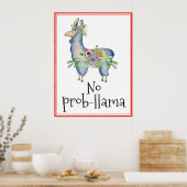 Kein Prob-Lama Funny Floral Llama Kids Room Poster (Küche)