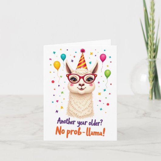 "Kein Prob-Lama!" Funny Llama Birthday Card Karte (Vorderseite)