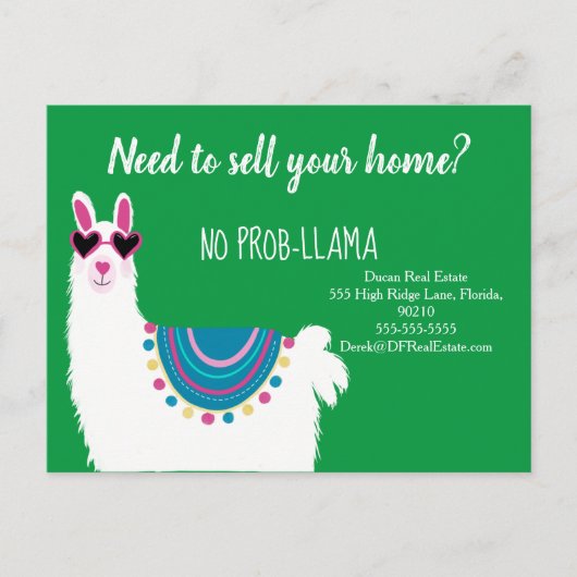 kein prob-llama Anwesen Marketing verkaufen Lama Postkarte (Vorderseite)