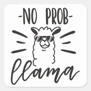 Kein Prob Llama Design Quadratischer Aufkleber