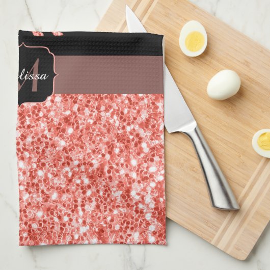 Kein Prob Llama Rosa Korallen Glitzer Glitzern Mon Geschirrtuch (Viertel Falte)