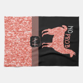 Kein Prob Llama Rosa Korallen Glitzer Glitzern Mon Geschirrtuch (Horizontal)