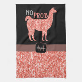 Kein Prob Llama Rosa Korallen Glitzer Glitzern Mon Geschirrtuch (Vertikal)