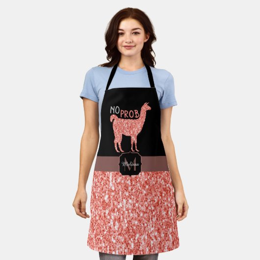 Kein Prob Llama Rosa Korallen Glitzer Glitzern Mon Schürze (Getragen)