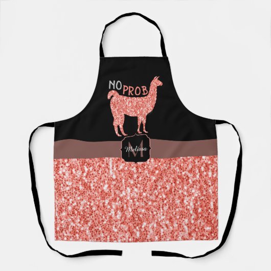 Kein Prob Llama Rosa Korallen Glitzer Glitzern Mon Schürze (Vorderseite)