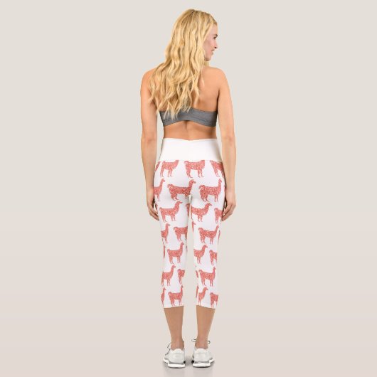 Kein Prob Llama Rosa Korallen Glitzer Glitzern Mus Capri Leggings (Rückseite)