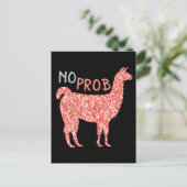 Kein Prob Llama Rosa Korallen Glitzer Glitzern Postkarte (Stehend Vorderseite)
