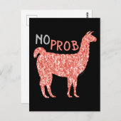 Kein Prob Llama Rosa Korallen Glitzer Glitzern Postkarte (Vorne/Hinten)