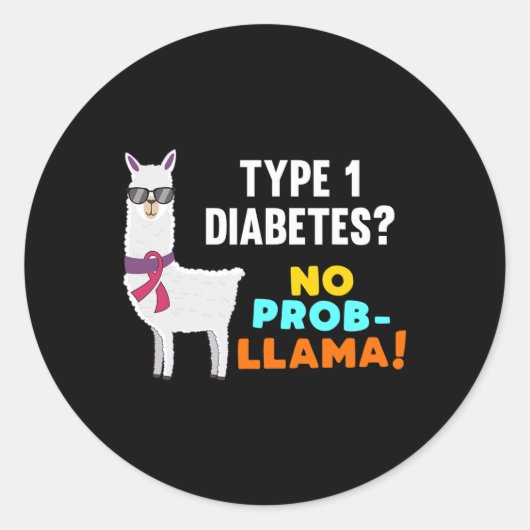 Kein Prob-Llama T1D Typ 1 Diabetes Warriors Runder Aufkleber (Vorderseite)