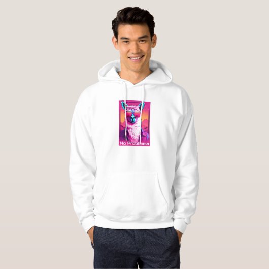 Kein Probllama | Funky Synthwave Hoodie (Vorne ganz)