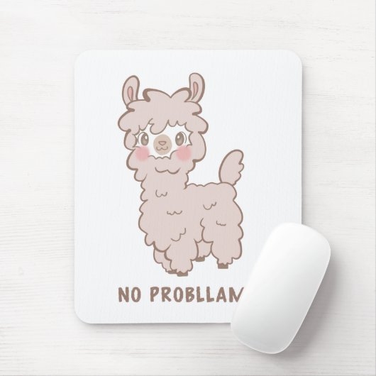 Kein Probllama Kawaii Rosa Lama Mousepad (Mit Mouse)