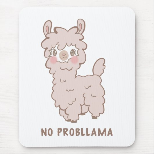 Kein Probllama Kawaii Rosa Lama Mousepad (Vorne)