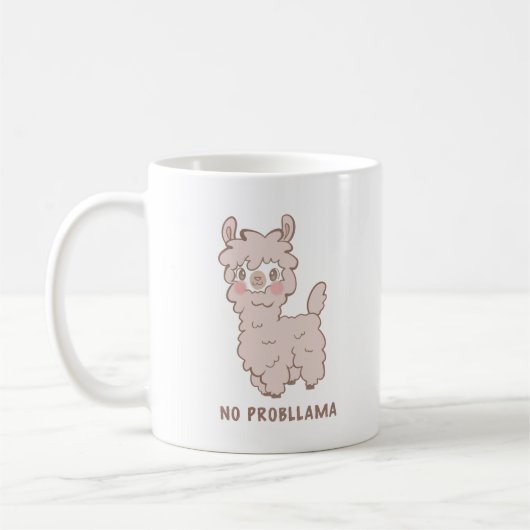 Kein Probllama Niedlich Pink Llama Kaffeetasse (Links)