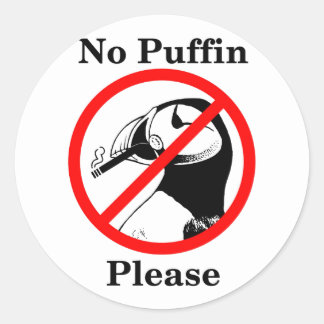 Kein Puffin bitte Runder Aufkleber