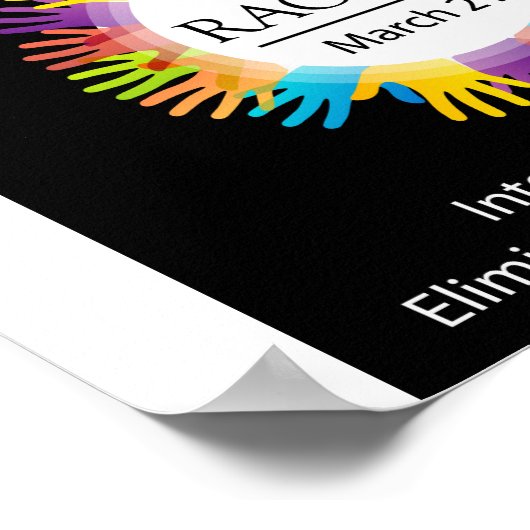 Kein Rassismus mit bunten Händen Poster (Ecke)