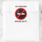 KEIN RAUCHEN INNERHALB VON 20 FT. QUADRATISCHER AUFKLEBER (Tasche)