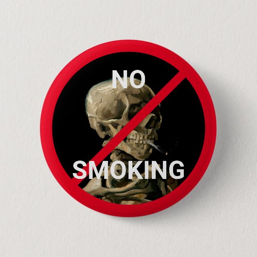 Kein Rauchverbot mit Van Gogh Skull Artwork Button (Vorderseite)