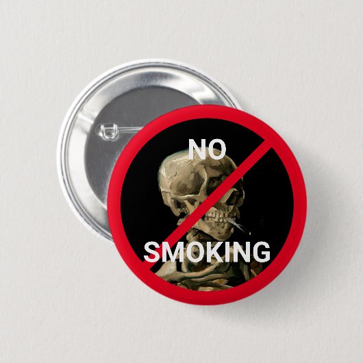 Kein Rauchverbot mit Van Gogh Skull Artwork Button (Vorne & Hinten)