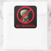 Kein Rauchverbot mit Van Gogh Skull Artwork Quadratischer Aufkleber (Tasche)