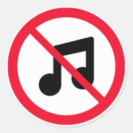 Kein Red Circle Sign für Musik | Klassische Round  Runder Aufkleber