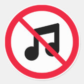 Kein Red Circle Sign für Musik | Klassische Round  Runder Aufkleber (Vorderseite)