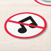 Kein Red Circle Sign für Musik | Kundenspezifische Runder Pappuntersetzer (Angewinkelt)