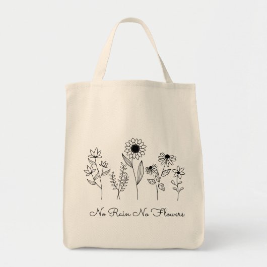 Kein Regen Keine Blume Boho Line Tragetasche (Vorne)
