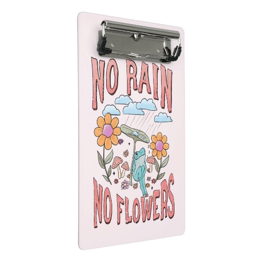 "Kein Regen, keine Blume" | Inspirationsblume Mini Klemmbrett (Schrägansicht)
