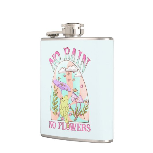 Kein Regen, keine Blume - Lebhafte Blumen & Pilze Flachmann (Links)