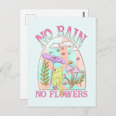 Kein Regen, keine Blume - Lebhafte Blumen & Pilze Postkarte (Vorne/Hinten)