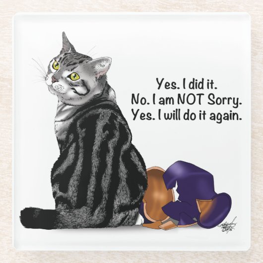 Kein Remorge Tabby Cat Funny Glasuntersetzer (Vorderseite)