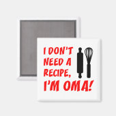 Kein Rezept für ein deutsches Oma Magnet (Vorderseite/Rückseite)