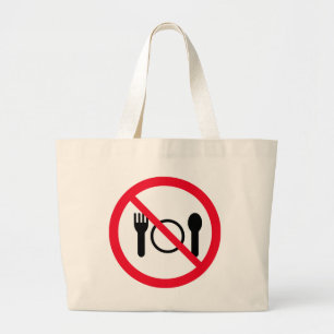 Kein rotes Circle Sign essen   Jumbo Tote Bag Stoffbeutel