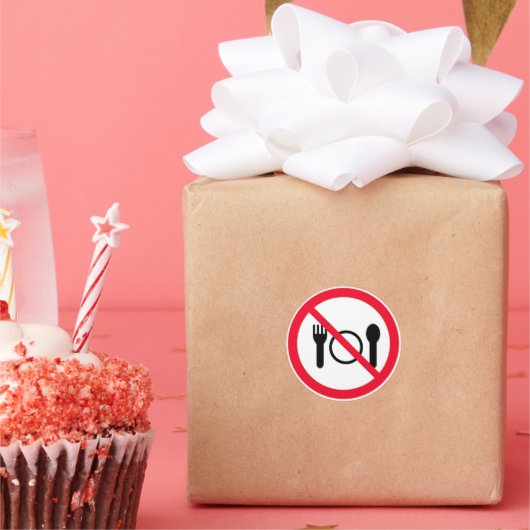 Kein rotes Circle Sign essen | Klassische Round St Runder Aufkleber (Party)