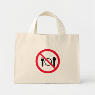 Kein rotes Circle Sign essen   Tiny Tote Bag Mini Stoffbeutel