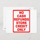 Kein Rückvergütungs-Speicher-Kreditzeichen Postkarte (Vorne/Hinten)