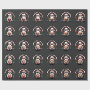 Kein Ruhepunkt bis Weihnachten Jjacked Santa hebt Geschenkpapier