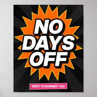 Kein Ruhetag Pop Art Fitness-Motivationsposter Poster