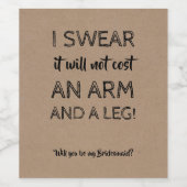 Kein Schaden - Vorschlag für eine Funny Bridesmaid Weinetikett (Einzelnes Label)