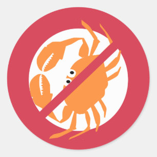 Kein Schalentier-rotes mutiges Krabben-Allergen Runder Aufkleber