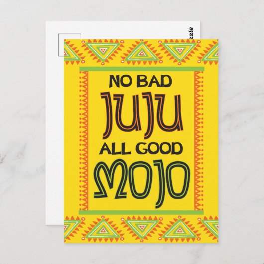Kein schlechter juju alle guten mojo lustig werden postkarte (Vorne/Hinten)