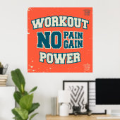 Kein Schmerz Kein Erfolg Workout-Power Poster (Heimbüro)