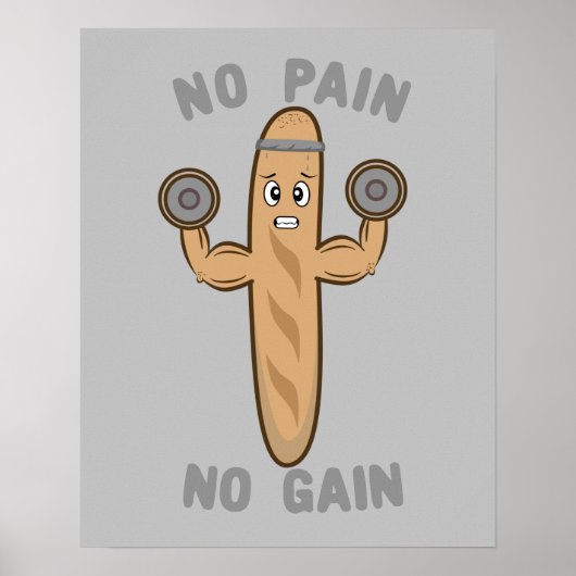Kein Schmerz kein Gain Funny Kawaii Baguette train Poster (Vorne)