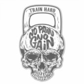 Kein Schmerz kein Gain Skull Aufkleber (Vorderseite)