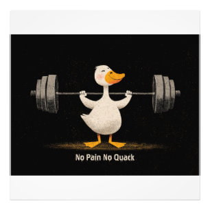 Kein Schmerz kein Quack – Lustige Fitness-Enten-Ku Fotodruck