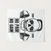 Kein Schmerz kein Schmerz Barbell und Schädel Wandteppich (Vorderseite (Horizontal))