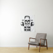 Kein Schmerz kein Schmerz Barbell und Schädel Wandteppich (Beispiel)