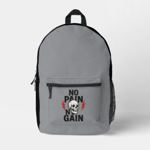 Kein Schmerz kein Schmerz - Fett Schädel und Blitz Bedruckter Rucksack